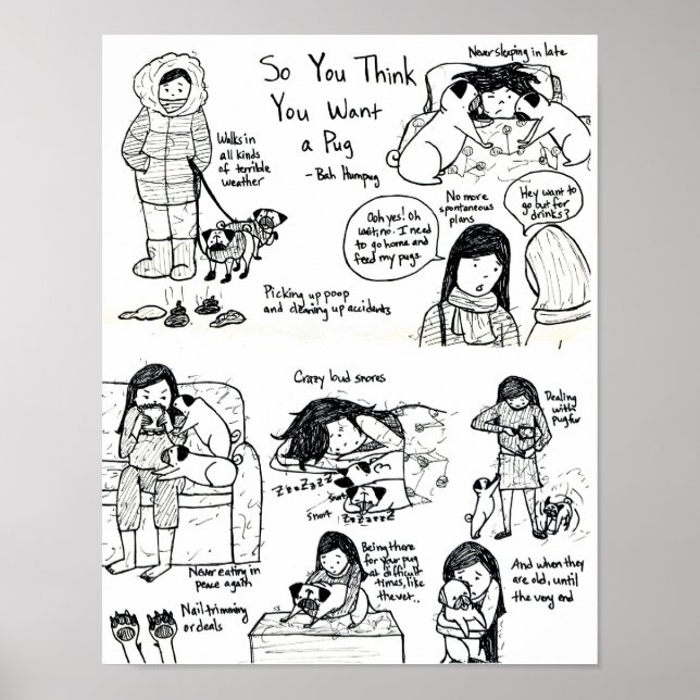 Poster Acha Que Quer Um Pug? (Frente)