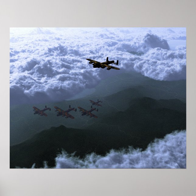 Póster Acima do mar de nuvens Bombardeiros de Lancaster (Frente)