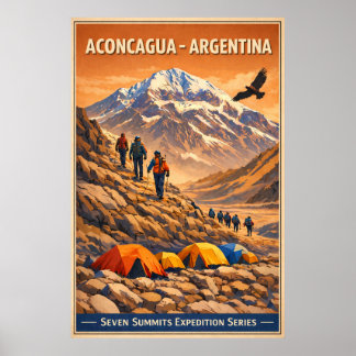 Poster Aconcagua Argentina - Viagem Antiga