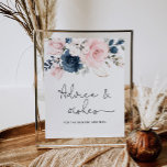 Poster Aconselhamento e desejos florais do marinho Blush<br><div class="desc">Aprenda e deseje florais do marinho para os itens de Correspondência de Posters de Newlyweds disponíveis.</div>