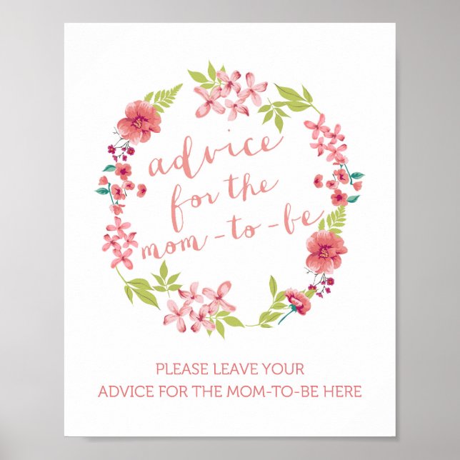 Póster Aconselhamento Floral Wreath para o Sinal da Mãe-a (Frente)