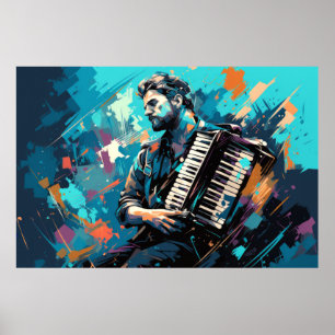 Poster Acordeão de pintura de música Abstrato
