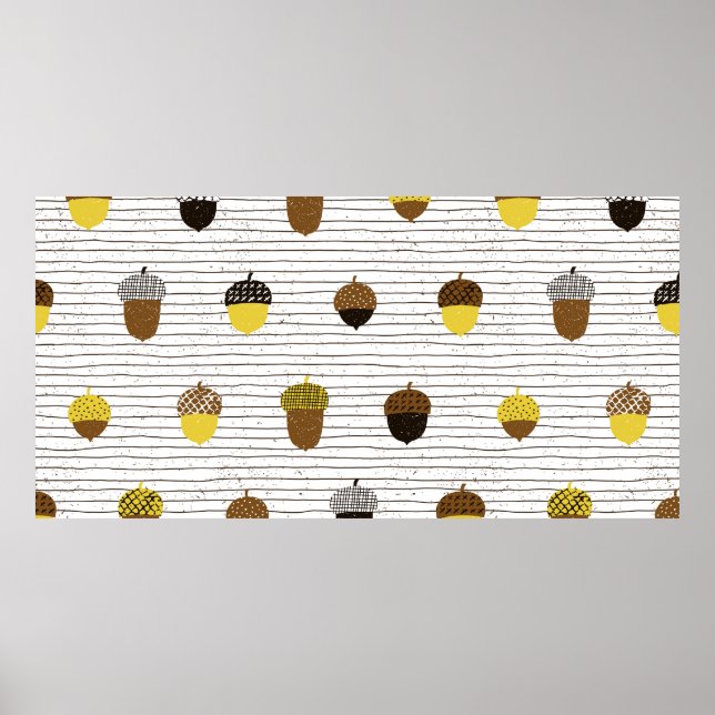 Poster Acorn padrão perfeito. Decoração de outono. (Frente)