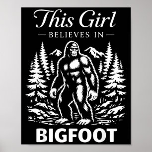 Poster Acreditante da menina do pé-grande sasquatch cript