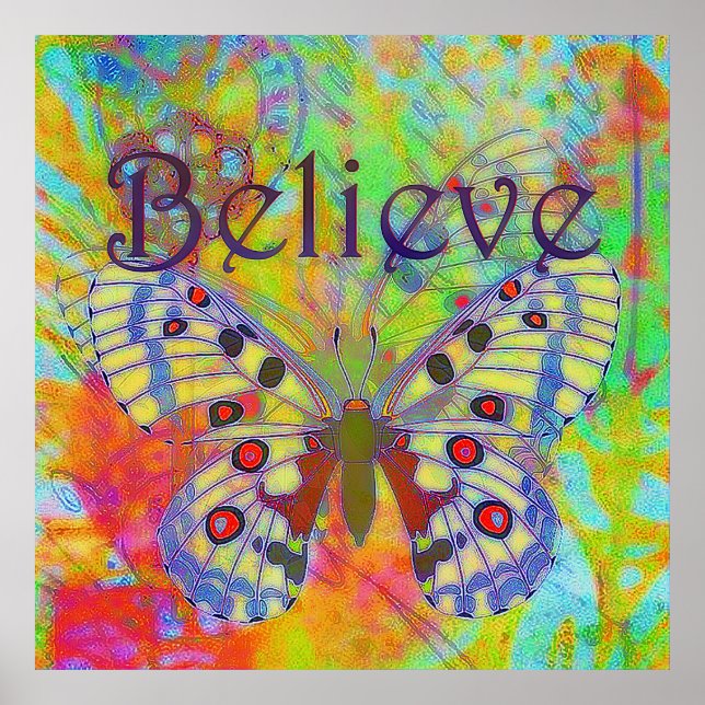 Poster Acredite borboleta colorida (Frente)