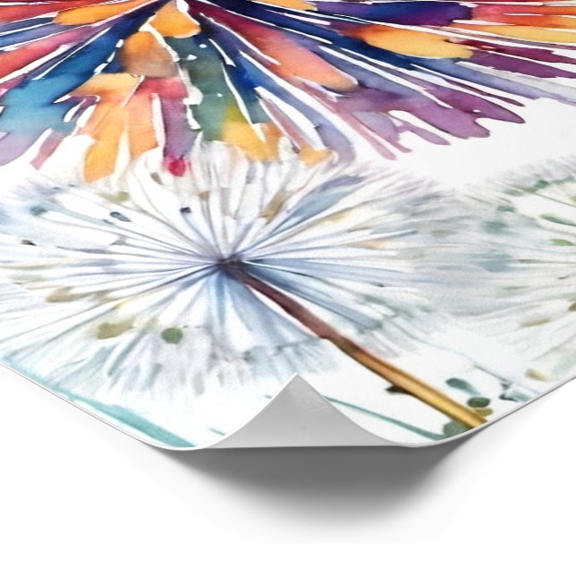 Poster Acredite! Dandelions desejando ervas daninhas (Borda)