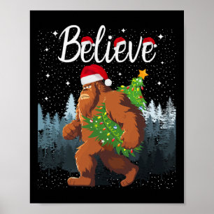 Poster Acredite em Árvore de Natal Bigfoot Vestindo Um