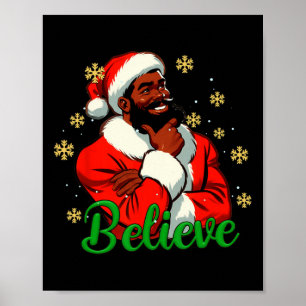 Poster Acredite em Black-santa Claus no Natal afro-americ