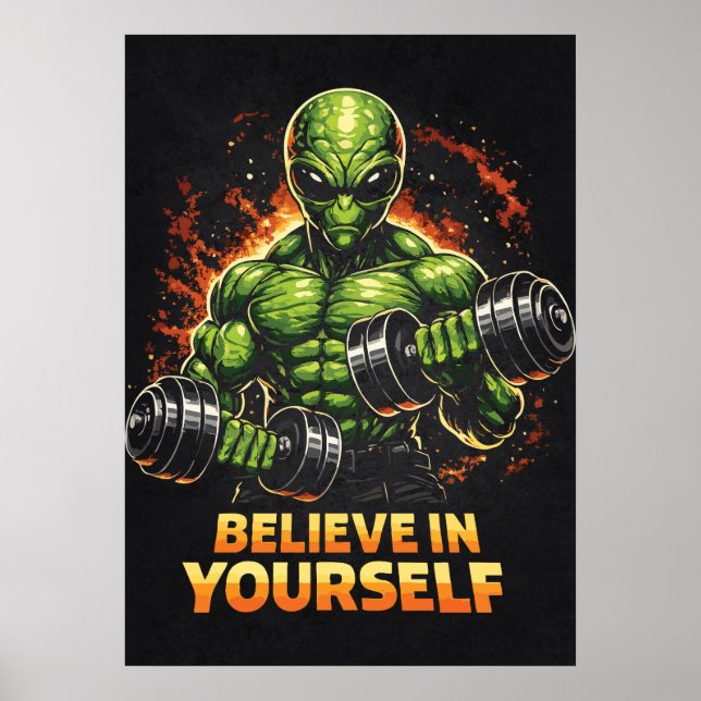 Poster Acredite Em Si Mesmo, Treino De Academia De Fisicu (Frente)