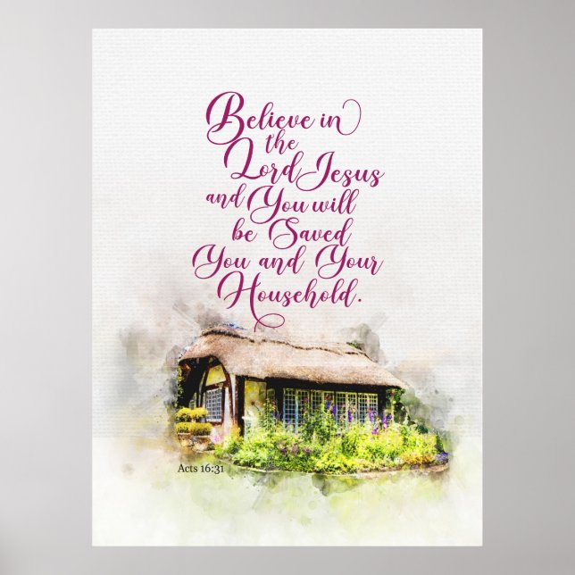 Poster Acredite no Senhor Jesus e você será salvo (Frente)