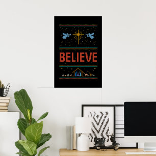 Poster ACREDITE o cristão religioso da camisola feia do