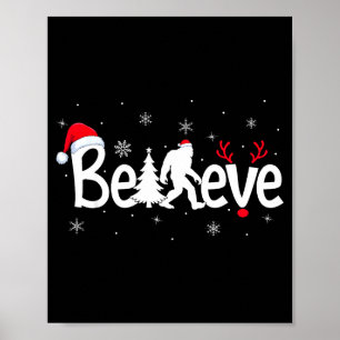 Poster Acredite Pé Grande Sasquatch Rena De Natal Chapéu 