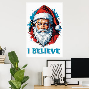 Poster Acredito em Santa Claus Grafite Style Design
