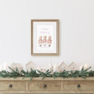 Poster Acrilata de Natal Rosa e Dourada de Soldado de Bri