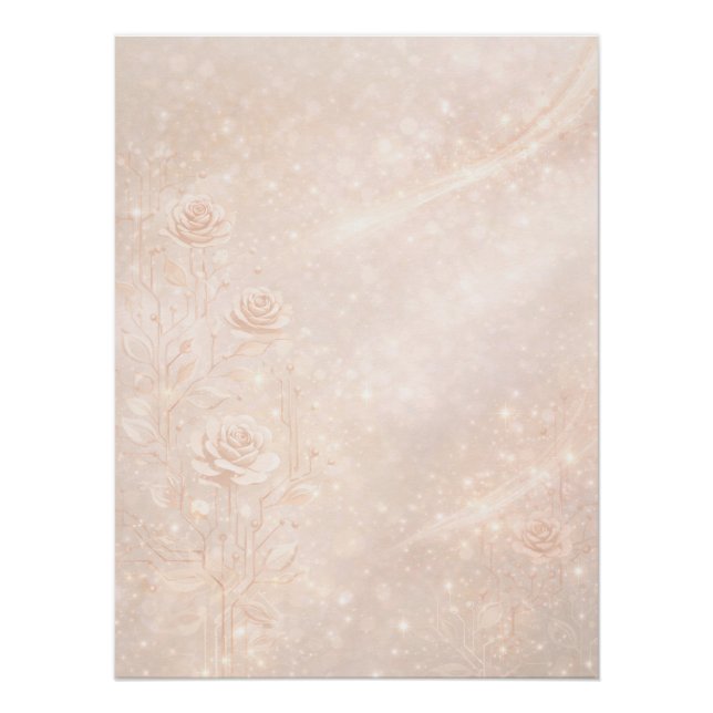 Póster Acrilico e flores com sotaques de rosegold arte de (Frente)