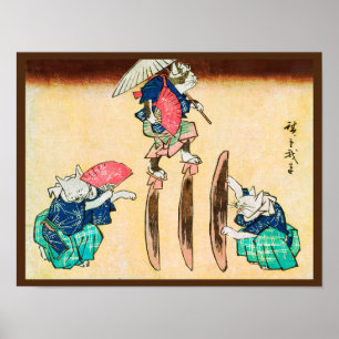 Poster Acrobat Cat, Hiroshige, Ukiyo-e