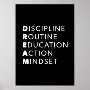 Poster Acrônimo de Sonho - Grind, Gym, Hustle, Success, M