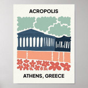 Poster Acrópole Atenas Grécia viagem de abstrato de de ar
