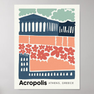 Poster Acrópole Atenas Grécia viagem de abstrato de de ar
