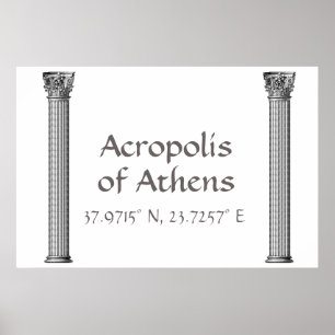 Poster Acrópole de Atenas Latitude Longitude