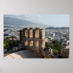 Póster Acrópole Ruínas antigas com olhar para Atenas