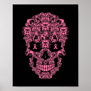 Poster Açúcar Canino Crânio Cancer de Fita Cor-de-rosa