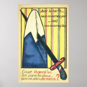 Póster Açúcar que raciona a guerra mundial francesa 1. 