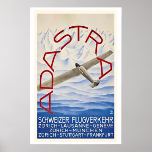 Poster Ad Astra Aero Tráfego Zurique Lausana Genebra
