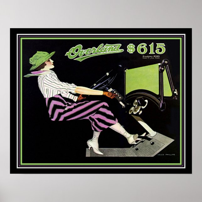 Póster Ad-Coles Phillips 16x20 Roadster Deco "Overland" (Frente)