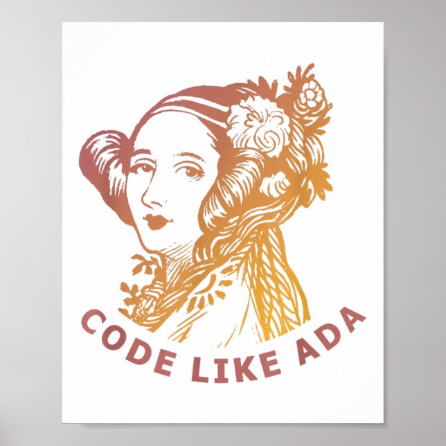 Poster Ada Lovelace Amanhecer Gradiente Codifique como Ad (Frente)