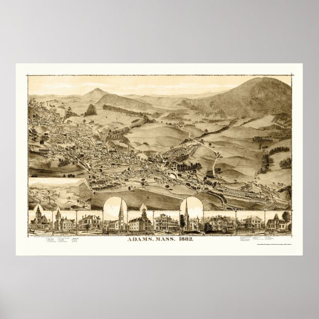 Poster Adams, Mapa Panorâmico MÃE - 1882 (Frente)