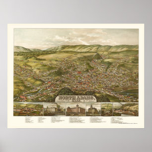Poster Adams norte, mapa panorâmico das MÃES - 1881