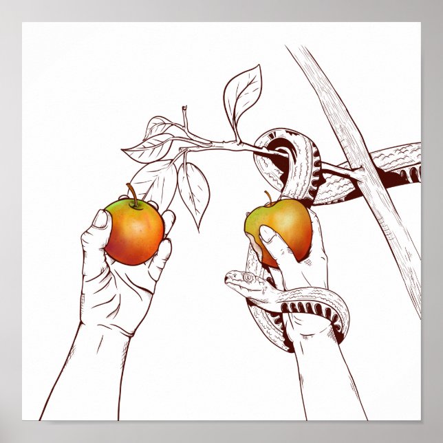 Poster Adão e Eva com o cobra (Frente)