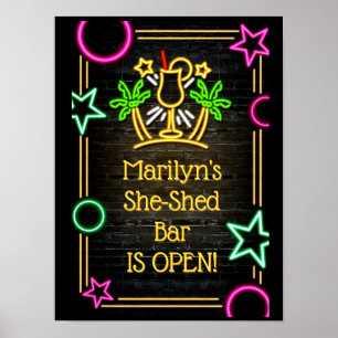 Poster Add Name Change Text She-Shed Bar Cocktails