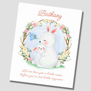 Poster Add Name Text, 2 Bunny Rabbits & Bluebird Nursery