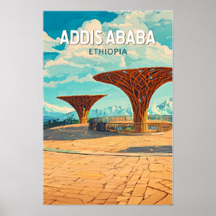 Poster Addis Abeba Etiópia Viagem Arte Vintage