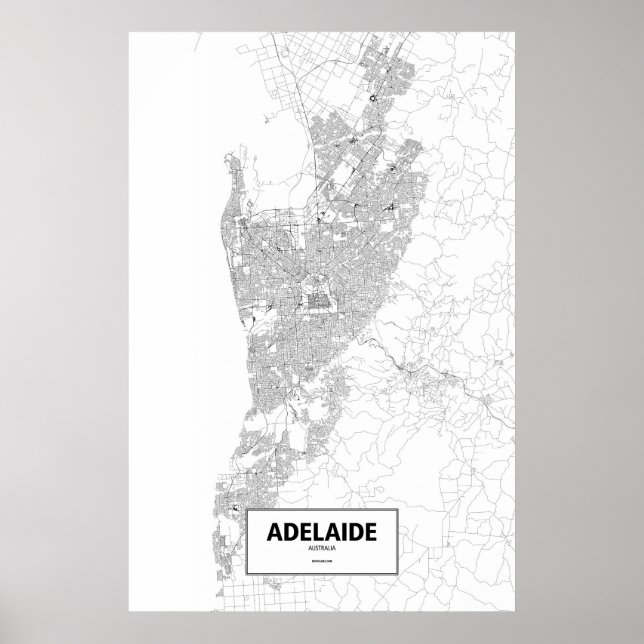 Póster Adelaide, Austrália (preto no branco) (Frente)