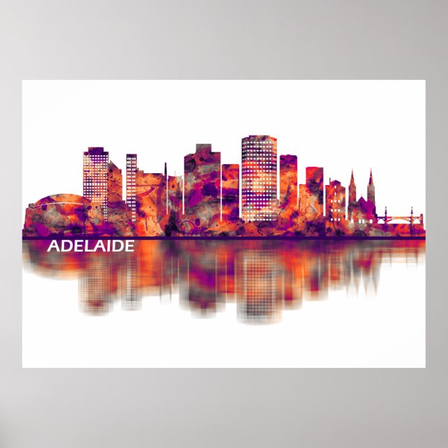 Poster Adelaide Austrália Skyline (Frente)