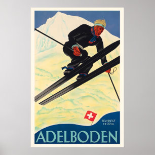 Poster Adelboden Suíça Suíça Bernesa Esqui Inverno