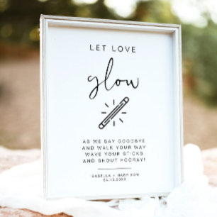 Poster ADELLA Minimalista Let Love Glow Weding Sign