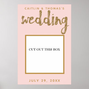 Poster Adereço de Foto Booth de Casamento Rosa Brilho Dou
