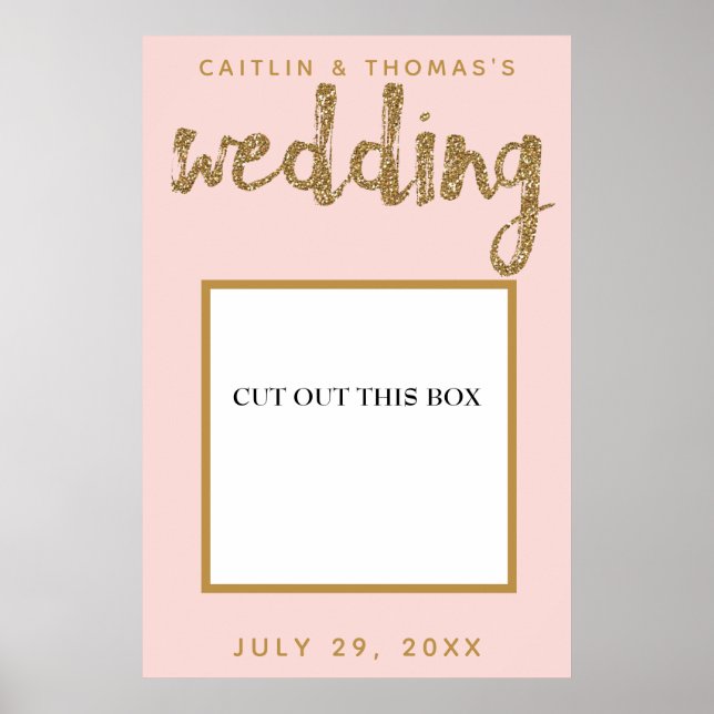 Poster Adereço de Foto Booth de Casamento Rosa Brilho Dou (Frente)