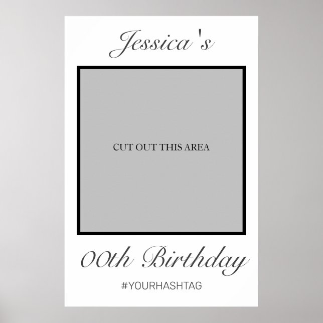 Poster Adereço de foto de aniversário minimalista moderno (Frente)