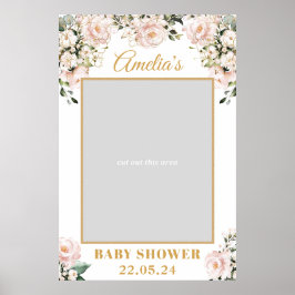 Poster Adereço de foto de chá de bebê floral rosa Boho do