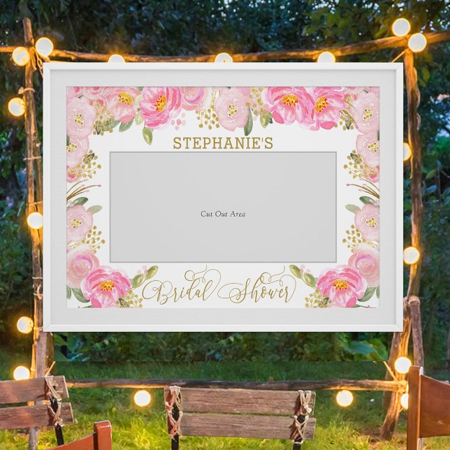 Poster Adereço de Foto para Chá de Noiva em Dourado Rosa  (Bridal Shower photo prop with option to download, from my Pink and Gold Watercolor collection)