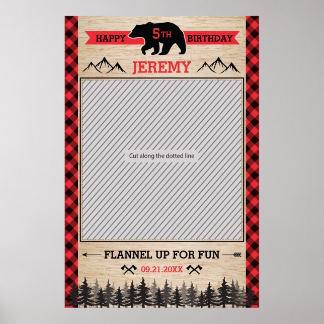Poster Adereço de Moldura de Festa de Lenhador para Cabin (Frente)