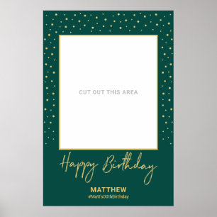 Poster Adereço de Moldura de Foto de Aniversário Verde e 
