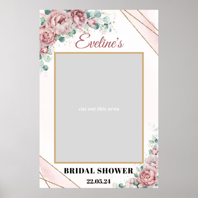 Poster Adereço fotográfico boêmio com rosado floral doura (Frente)