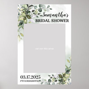 Poster Adereços de Foto Folhagem Verde Boho Chá de Noiva