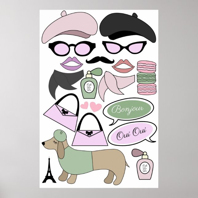 Poster Adereços para cabine de fotos de aniversário com t (Frente)